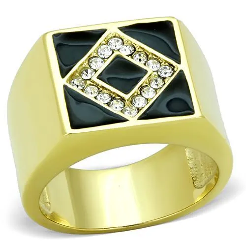 TK1613 - IP Gold(Ion Plating) Stainless Steel Ring with Top Grade Crystal in Clear - Grocery