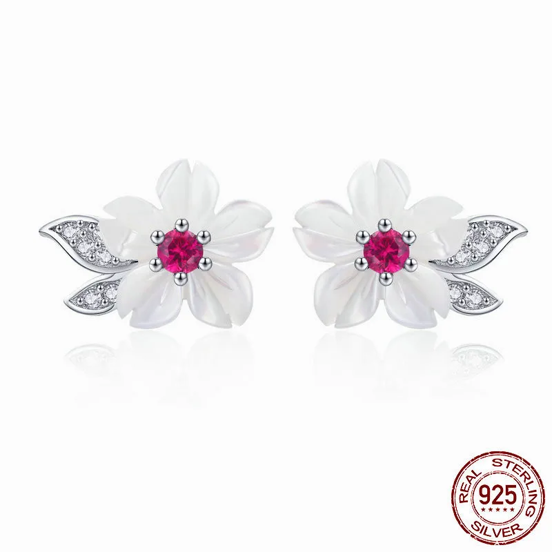 Shell Flower Stud Earrings S925 Silver Personality Fashion - Grocery