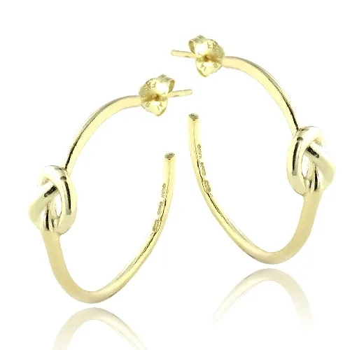18K Gold over Sterling Silver Polished Love Knot Half Hoop Earrings - Grocery