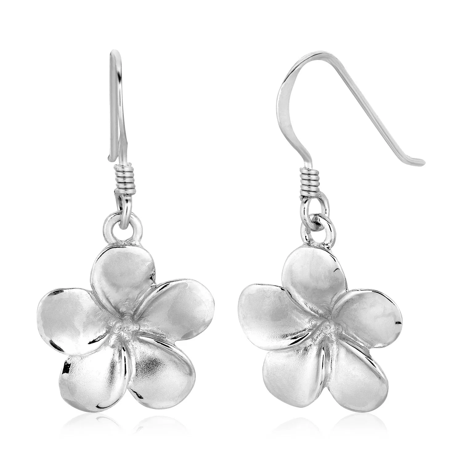 Sterling Silver Matte Textured Flower Dangle Earrings - Grocery