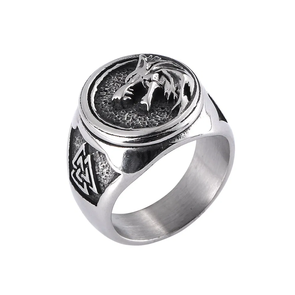 Men's Personality Vintage Wolf Totem Titanium Steel Ring - Grocery