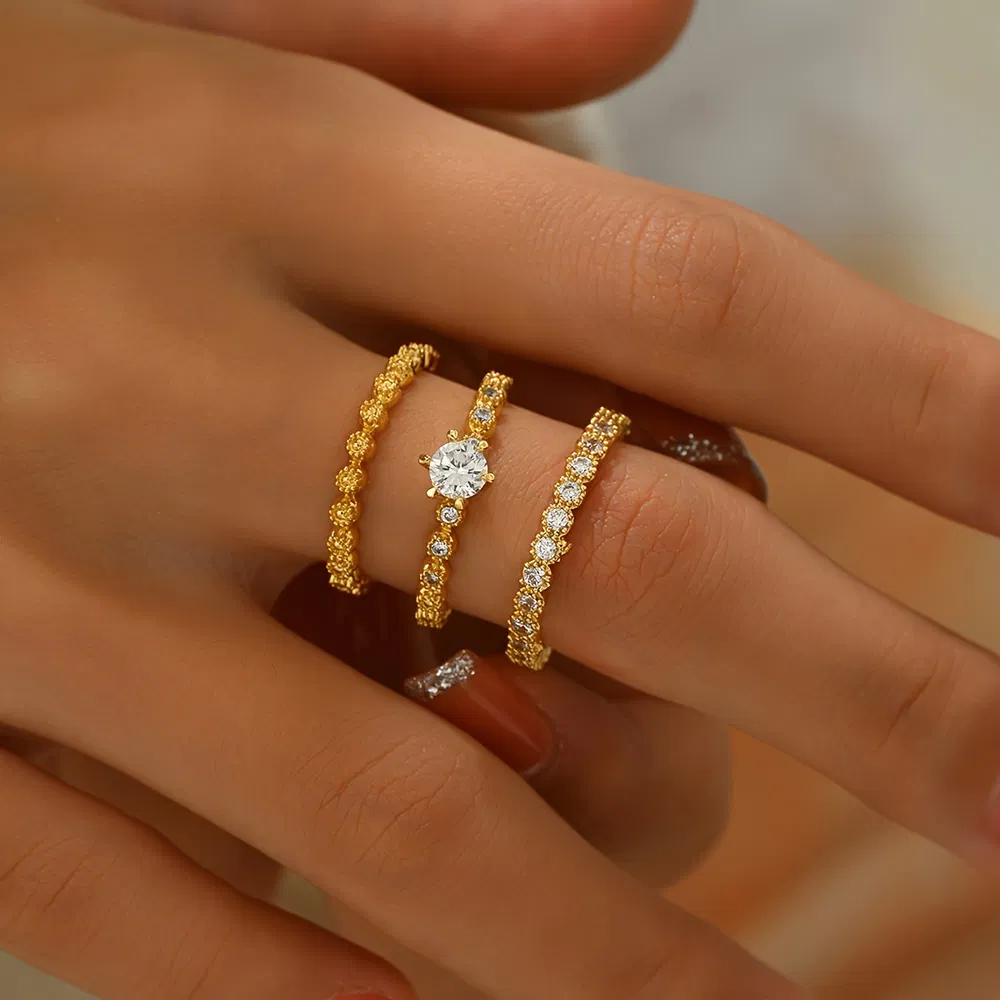 14K Golden Sparkle Ring Set - Grocery
