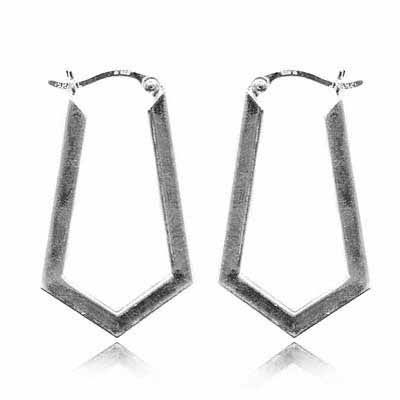 Sterling Silver Funky Geometric Hoop Earrings - Grocery