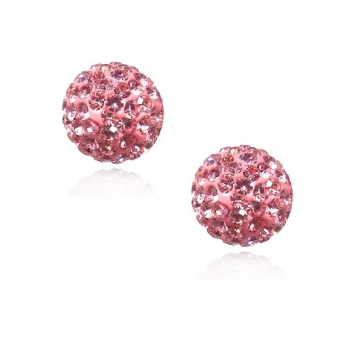 Sterling Silver Pink Fireball Ball Stud Earrings - Grocery
