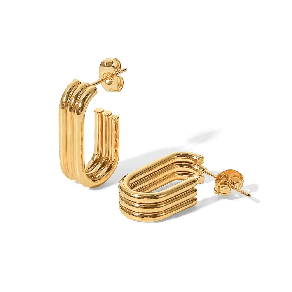 Geometric Titanium Steel Earrings In 18K Gold - Grocery