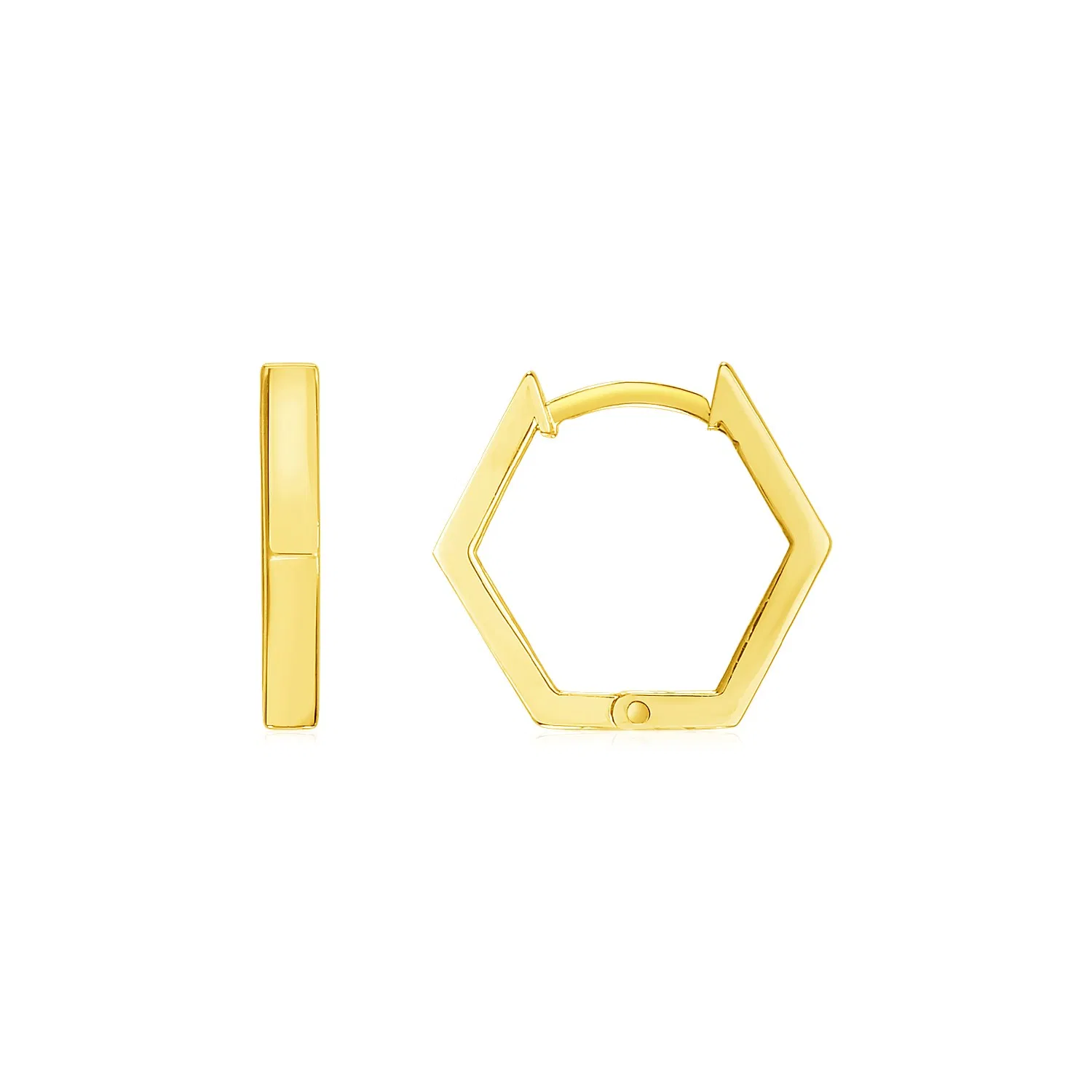 14k Yellow Gold Hexagon Huggie Hoops Earrings - Grocery