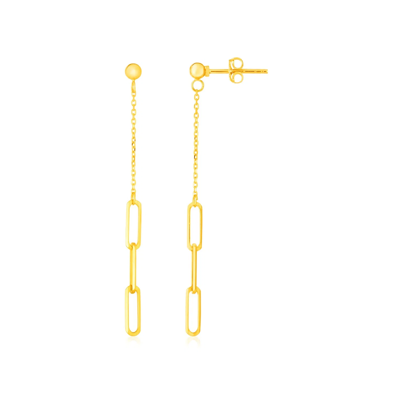14K Yellow Gold Paperclip Chain and Fine Link Earrings - Grocery