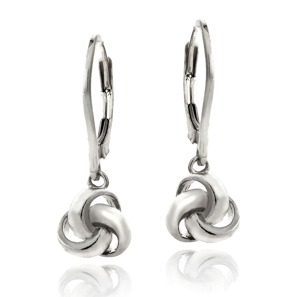 Sterling Silver Love Knot Dangle Leverback Earrings - Grocery