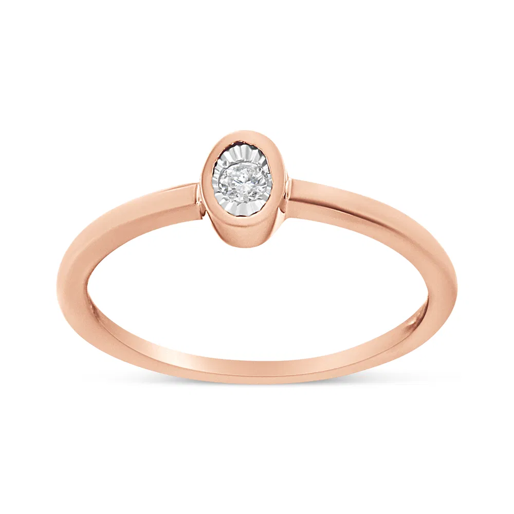 14K Rose Gold Plated .925 Sterling Silver 1/20 Cttw Miracle Set Diamond Ring (J-K Color, I1-I2 Clarity) - Grocery