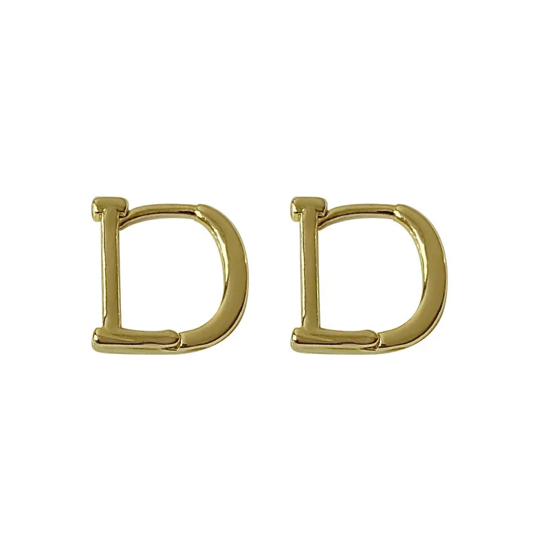 D Letter Hoop Earrings Dainty Simple Alphabet Initial Jewelry Gift for Women Her - Grocery