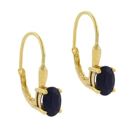 18K Gold over Sterling Silver Sapphire Oval Leverback Drop Earrings - Grocery