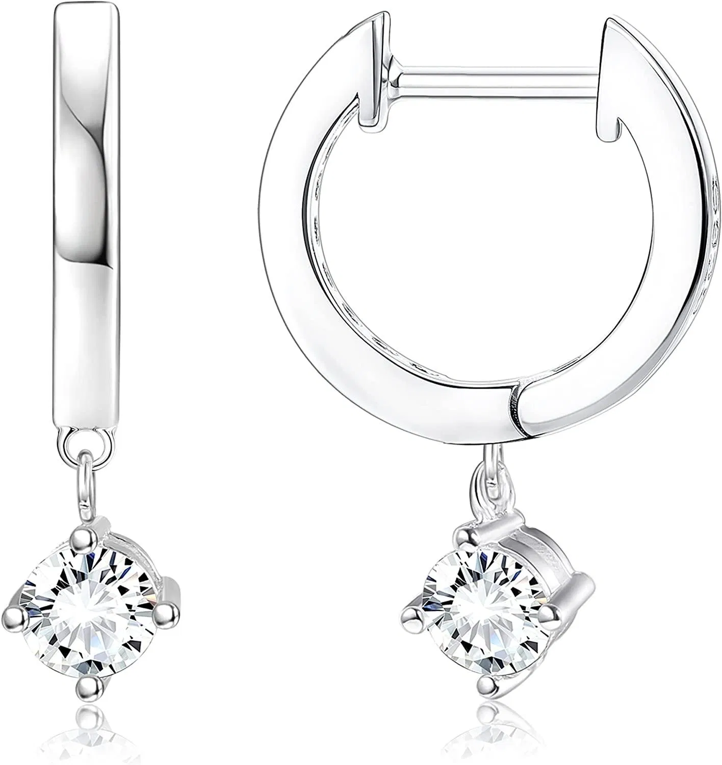 CZ Dangle Hoop Earrings for Women Dainty Cubic Zirconia Small Huggie Hoop Earrings - Grocery