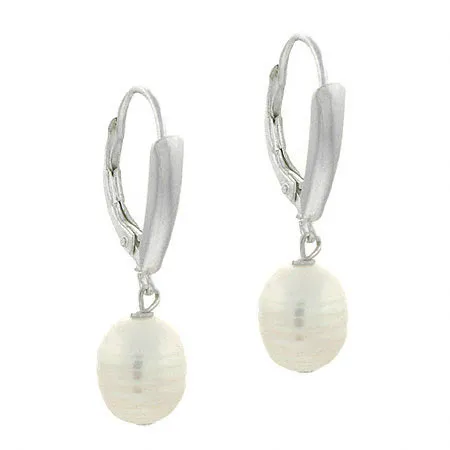 Sterling Silver White Freshwater Cultured Pearl Lever-Back Earrings - Grocery