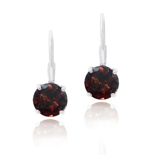 Sterling Silver 2.2ct Garnet Leverback Earrings - Grocery