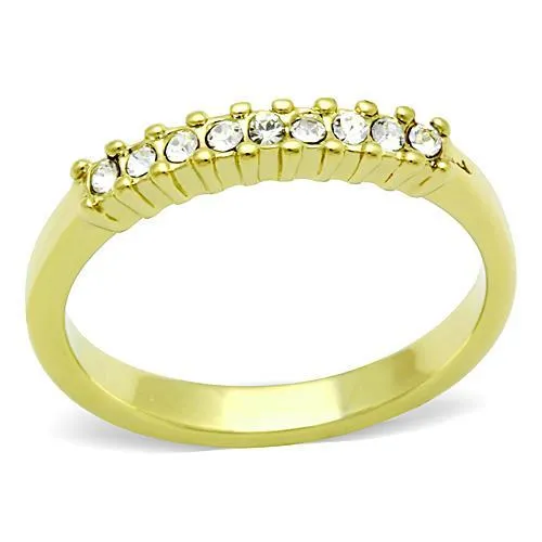 TK1390 - IP Gold(Ion Plating) Stainless Steel Ring with Top Grade Crystal in Clear - Grocery