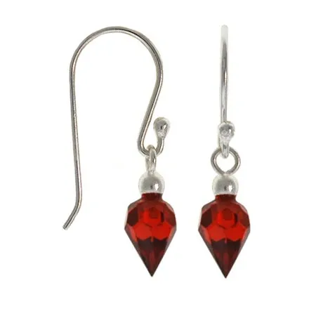 Sterling Silver Red CZ Dangle Earrings - Grocery
