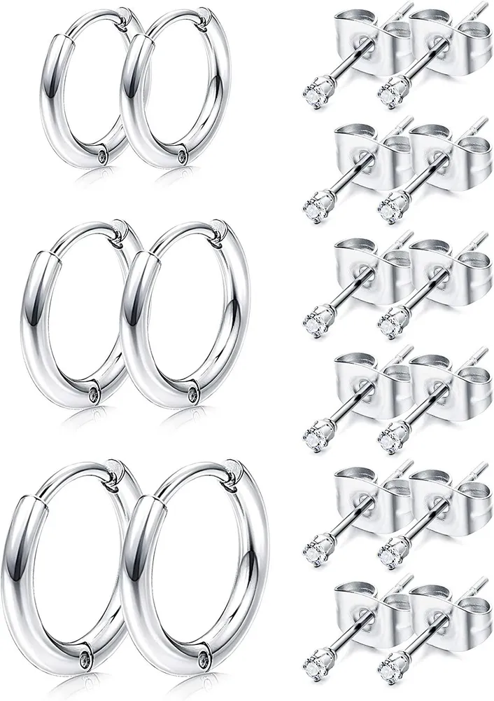 Cartilage Earrings for Men Women 2MM Tiny Stud Earrings Small Endless Hoop Earrings Cartilage Helix Piercing - Grocery
