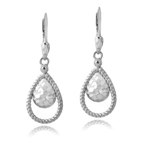 Sterling Silver Hammered Teardrop Dangle Earrings - Grocery