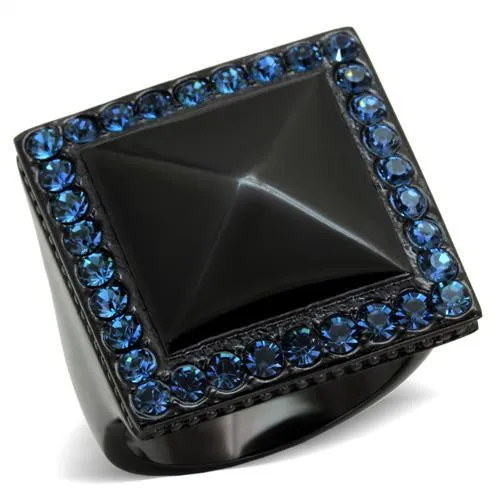 TK1841 - IP Black(Ion Plating) Stainless Steel Ring with Top Grade Crystal in Montana - Grocery