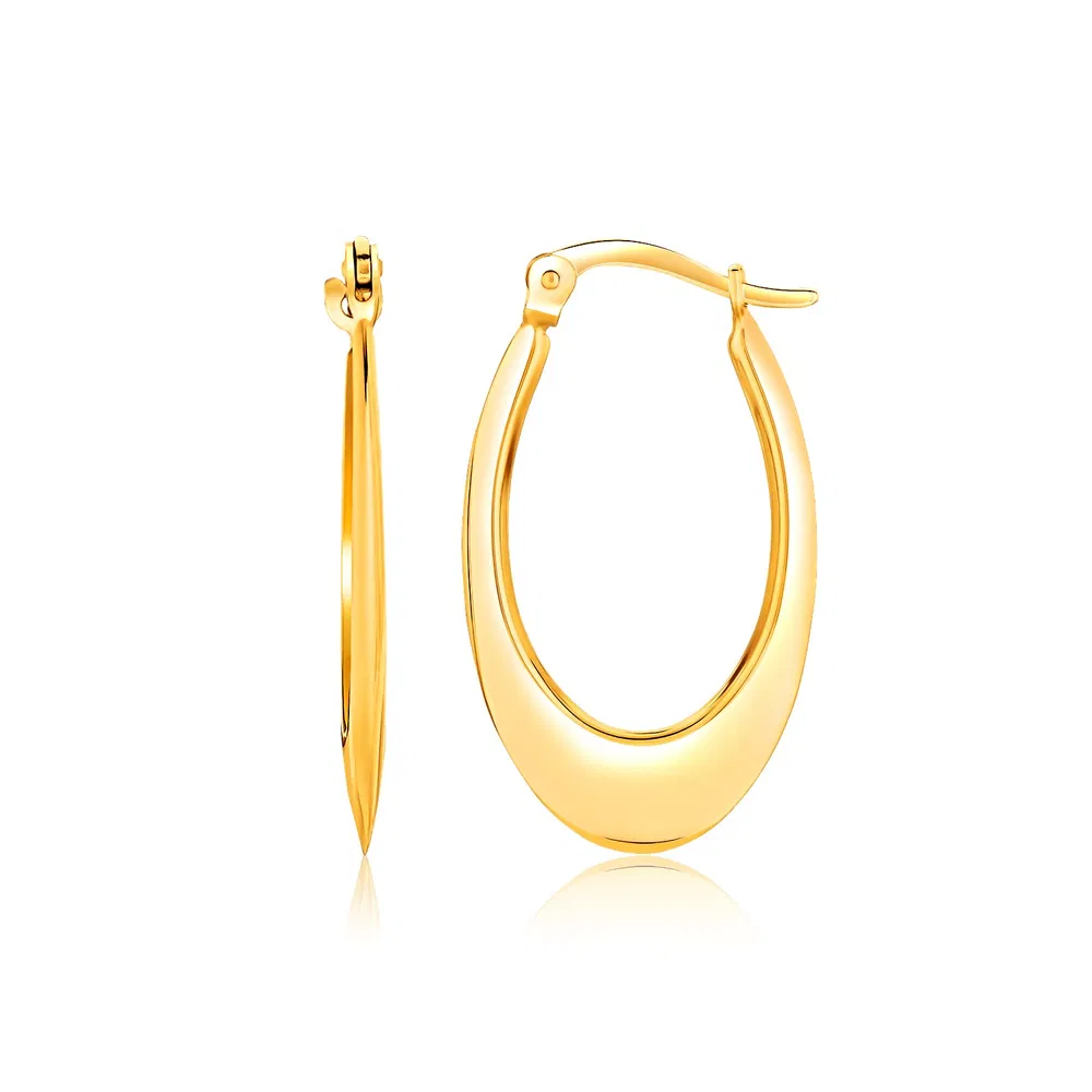 14k Yellow Gold Puffed Graduated Open Oval Earrings - Grocery
