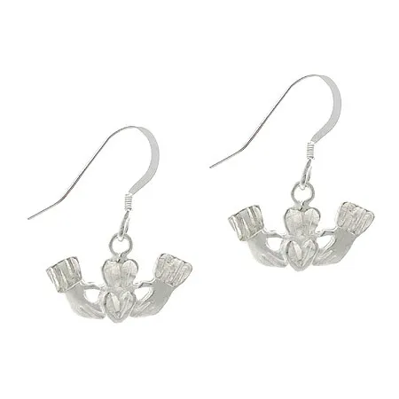 Sterling Silver Claddagh Symbol Dangle Earrings - Grocery