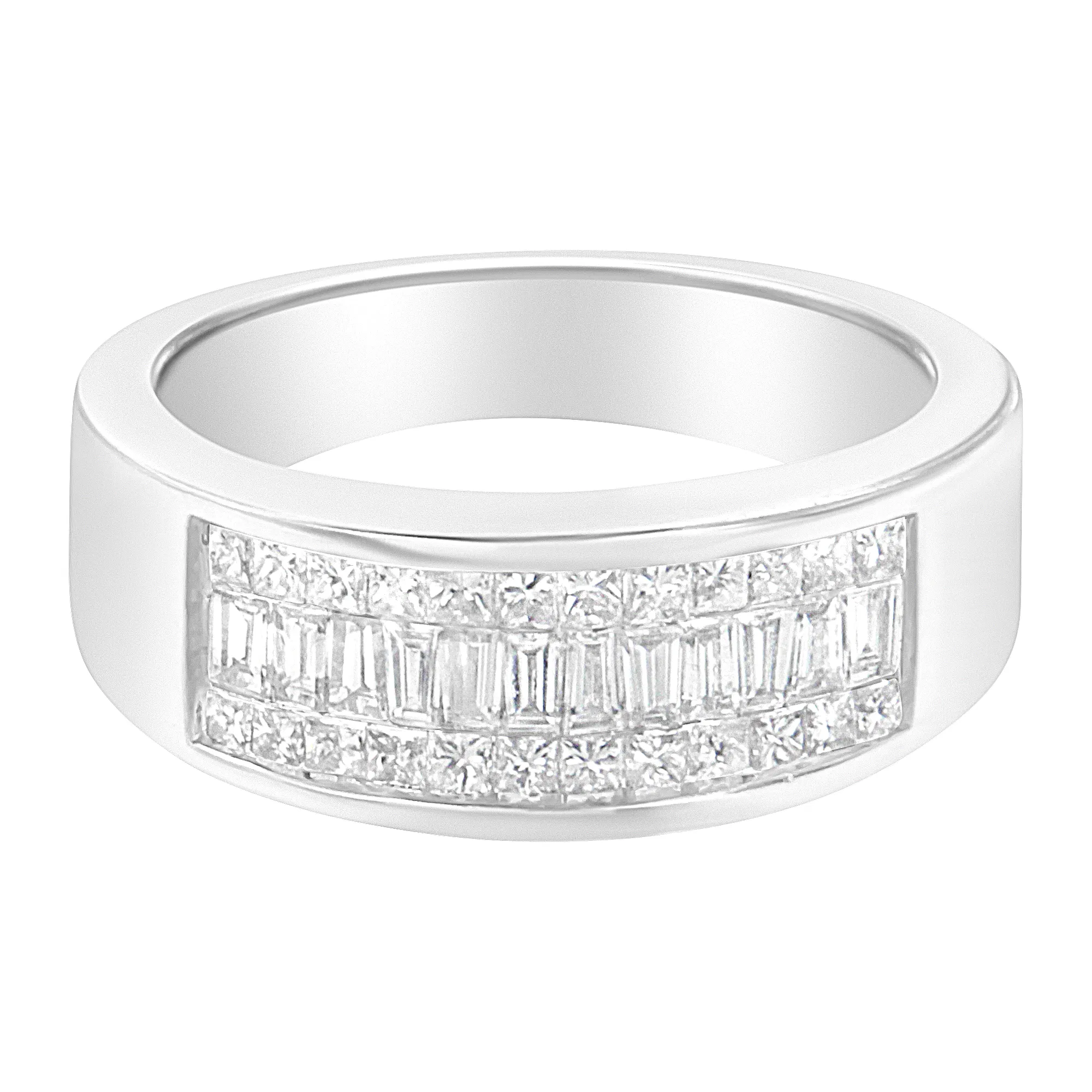 14K White Gold Princess and Baguette-cut Diamond Ring (1.0 Cttw, H-I Color, VS2-SI1 Clarity) - Grocery