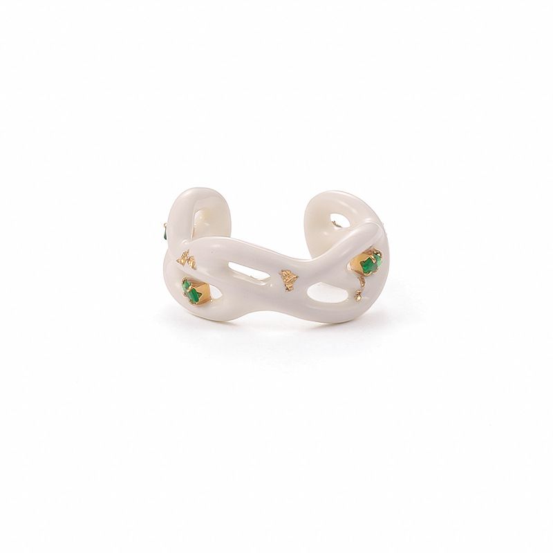 Women's Sweet Creative Design Emerald Zircon Pure White Ring - Grocery