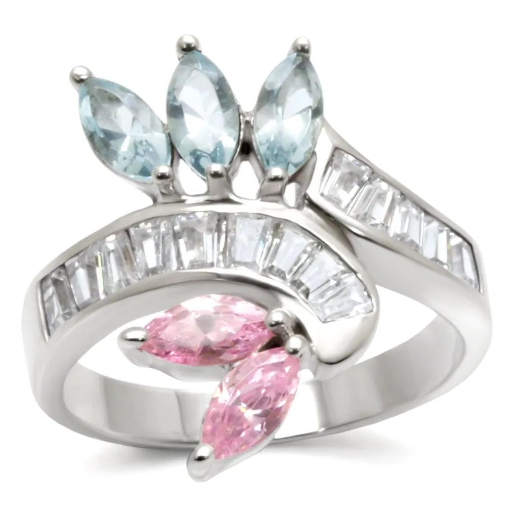 32814 - High-Polished 925 Sterling Silver Ring with AAA Grade CZ in Multi Color - Grocery