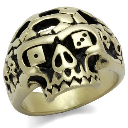 TK2452 - IP Antique Copper Stainless Steel Ring with Epoxy in Jet - Grocery