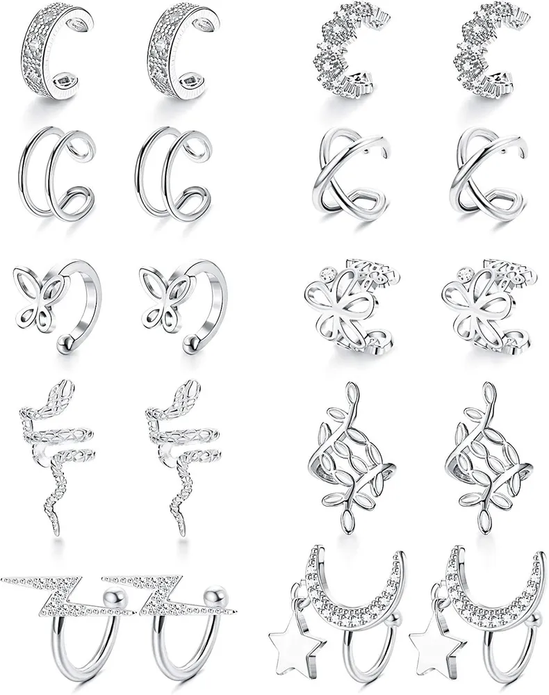 10 Pairs Ear Cuffs For Non Pierced Ears Fake Cartilage Cuff Earrings Set Gold Plated Ear Clips For Women - Grocery