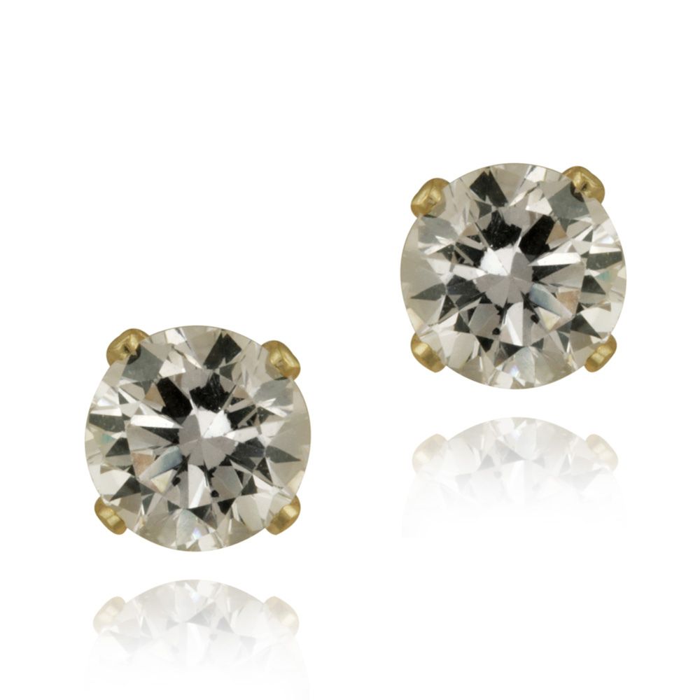 14K Yellow Gold 1.5ct CZ Stud Earrings, 6mm - Grocery