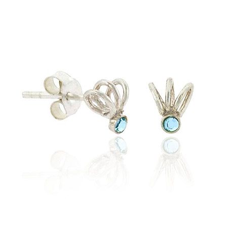 Sterling Silver Light Blue Rhinestone Swirl Mini Stud Earrings - Grocery