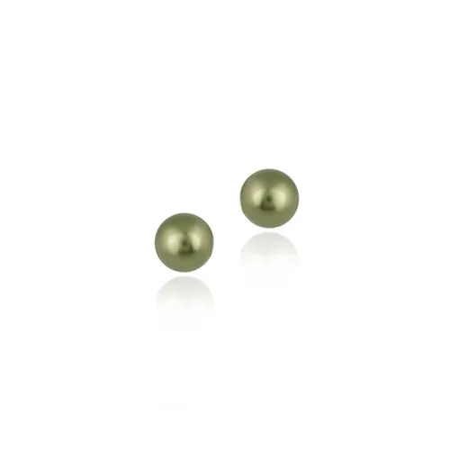 Sterling Silver Light Green Genuine Swarovski Elements 4mm Pearl Stud Earrings - Grocery