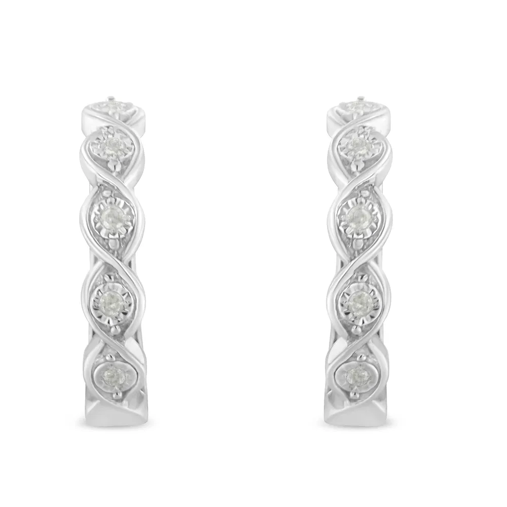 .925 Sterling Silver 1/10 Cttw Miracle-Set Diamond Infinity Swirl Hoop Earrings (I-J Color, I3 Clarity) - Grocery