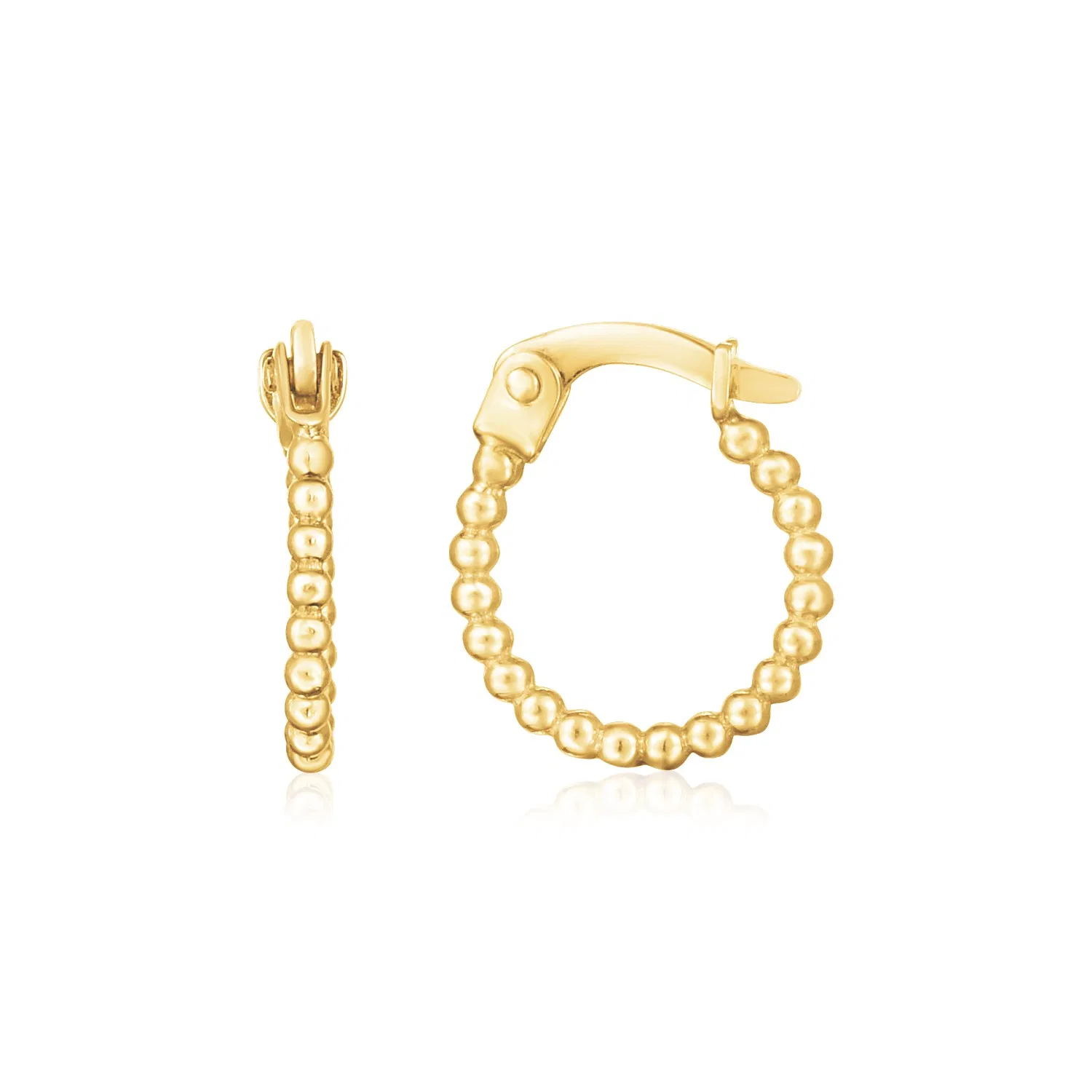 14K Yellow Gold Bead Hinged Hoop Earrings - Grocery