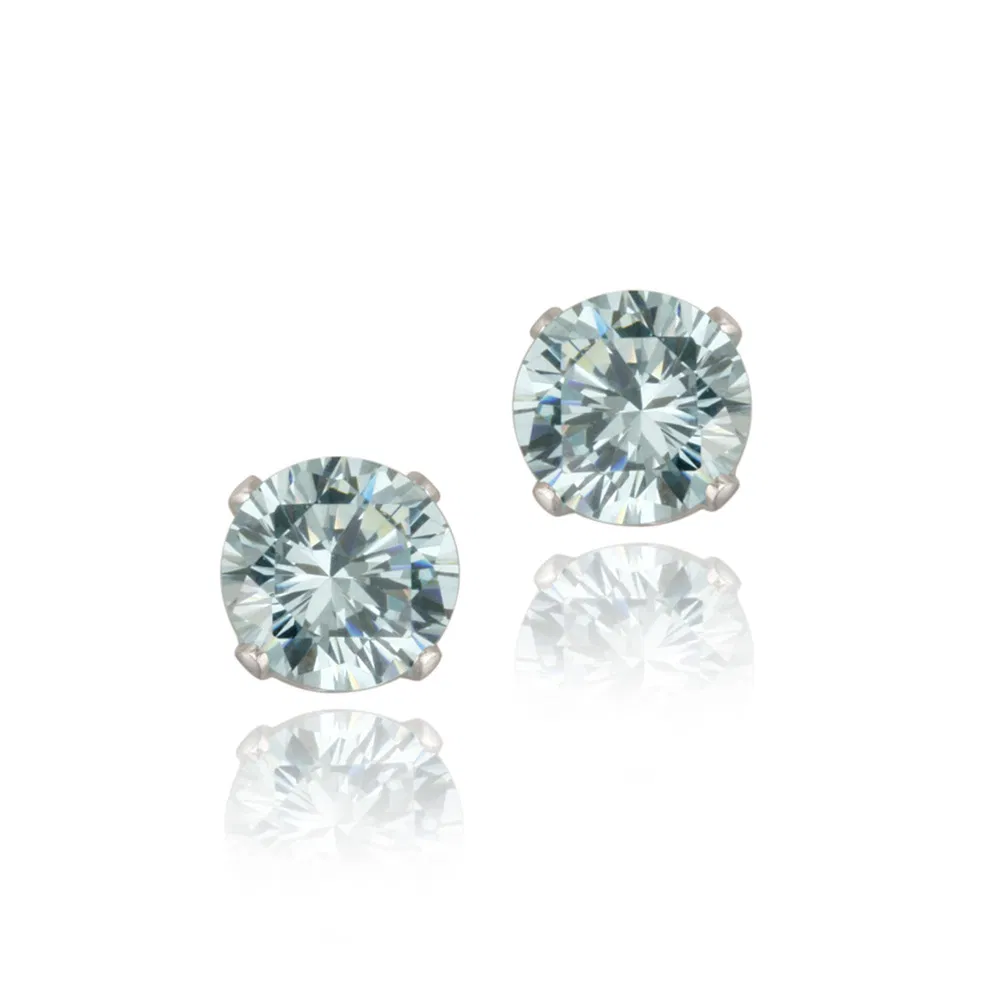 Sterling Silver 2.10 Blue Topaz Stud Earrings, 6mm - Grocery