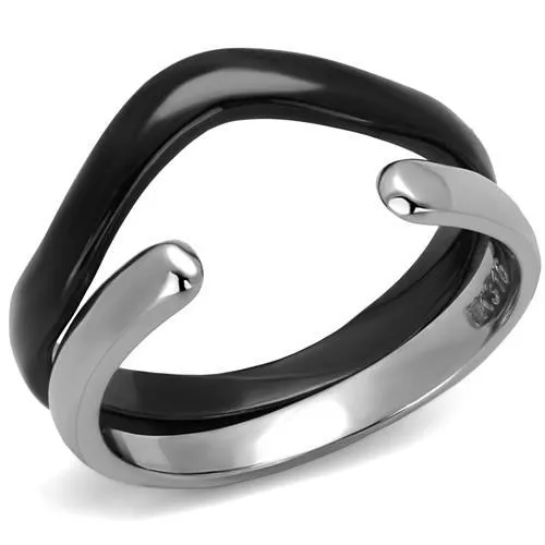 TK2618 - Two-Tone IP Black (Ion Plating) Stainless Steel Ring with No Stone - Grocery