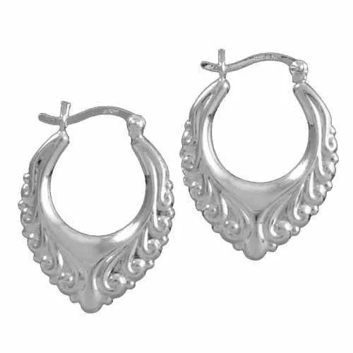 Sterling Silver Scroll Design Earrings - Grocery