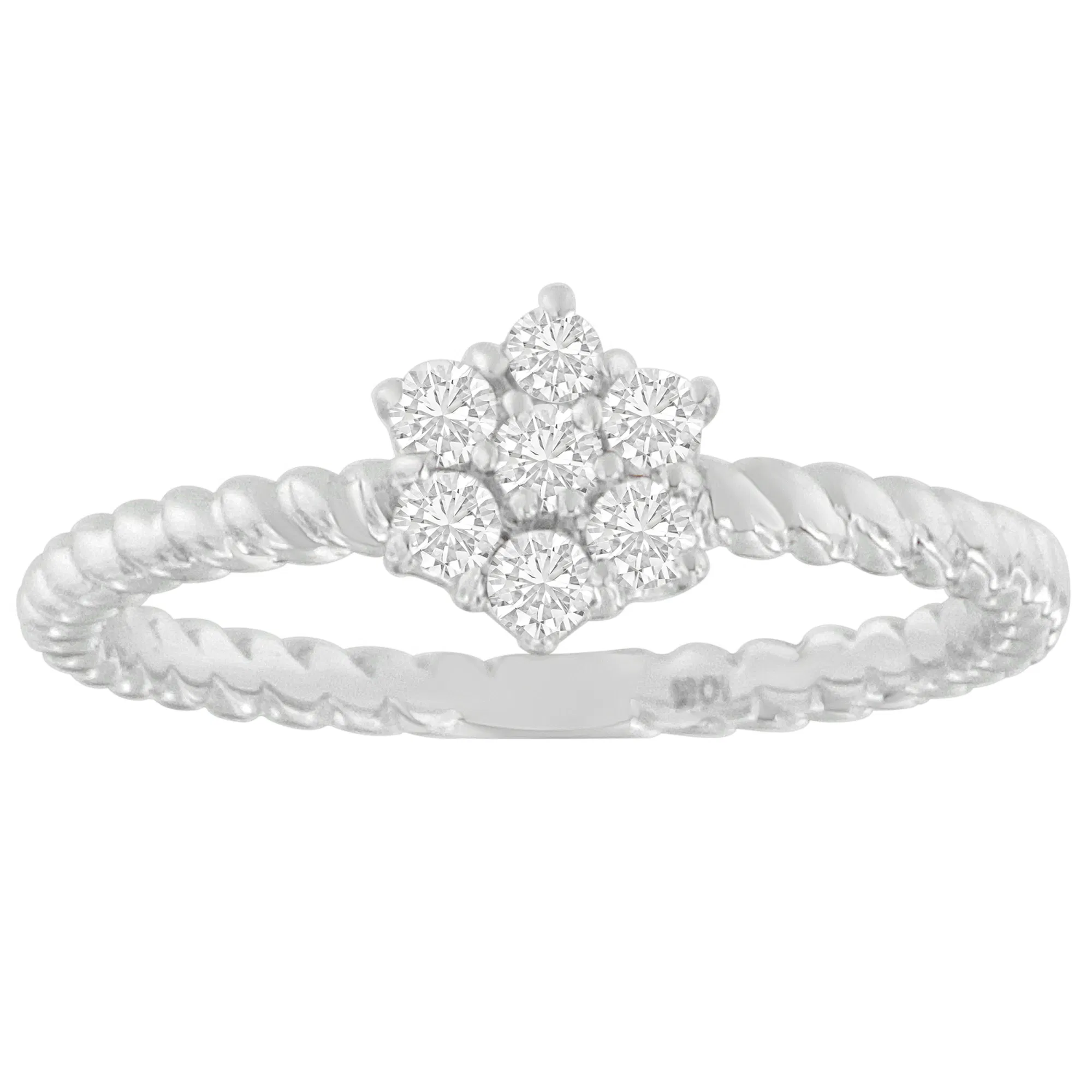 10K White Gold Diamond Cluster Ring (1/4 Cttw, H-I Color, SI1-SI2 Clarity) - Grocery