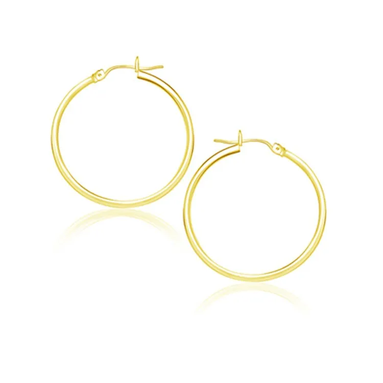 14k Yellow Gold Polished Hoop Earrings (2x25 mm) - Grocery