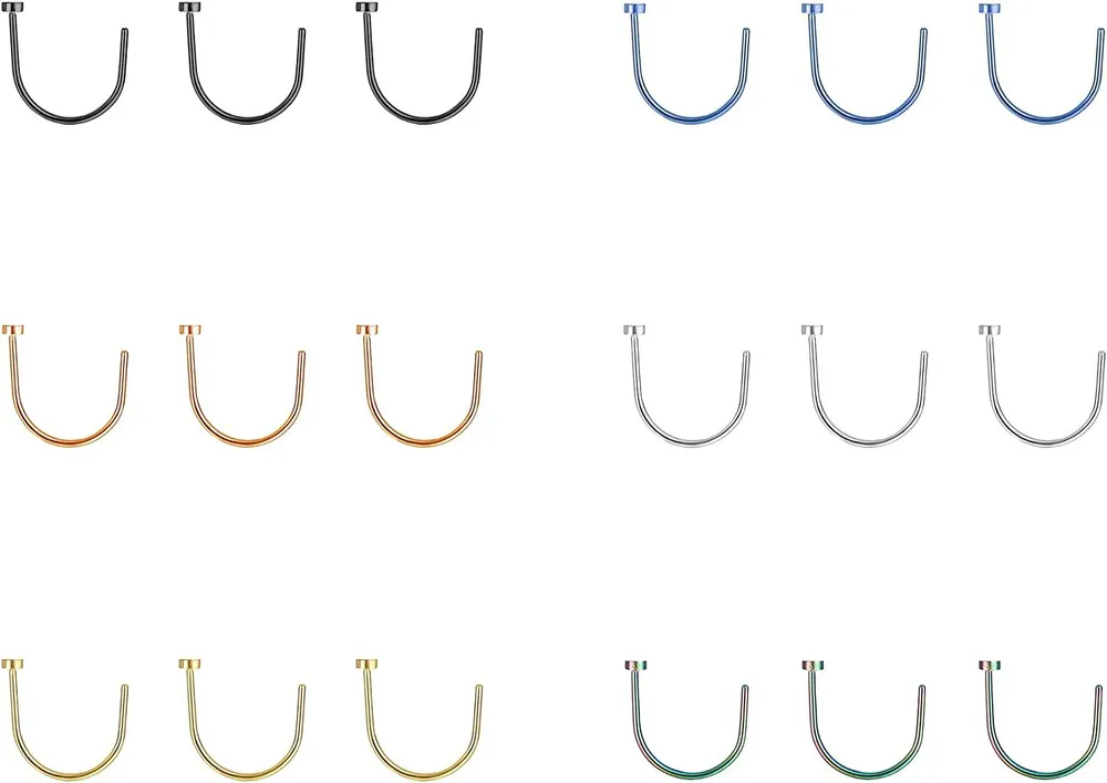 18pcs Stainless 20G Half Huggie Hoop Cuff Stud Earrings CZ Small Hoops Cartilage Fashion Hypoallergenic Piercing Studs for Women Sensitive Ears - Grocery