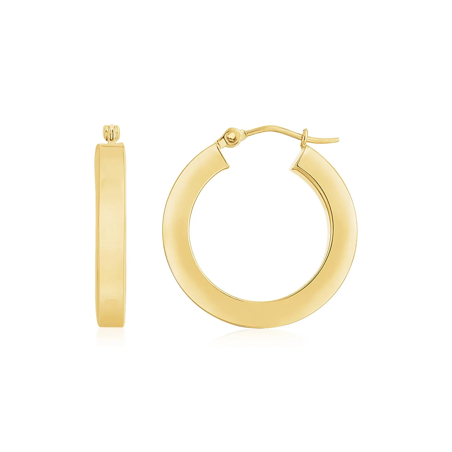 14K Yellow Gold Square Tube Hoop Earrings(3x20mm) - Grocery