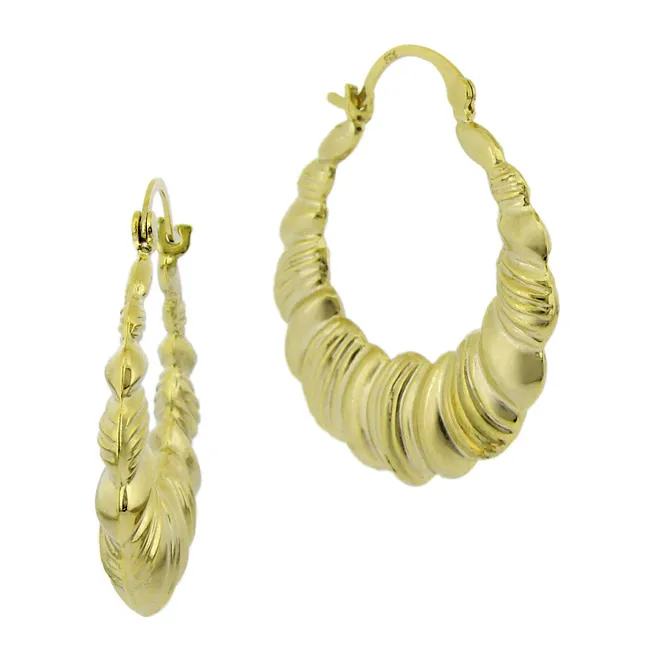 18k Gold Over Sterling Silver Shrimp Design Hoop Earrings - Grocery