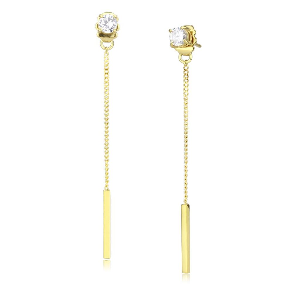TK3681 - IP Gold(Ion Plating) Stainless Steel Earrings with AAA Grade CZ in Clear - Grocery