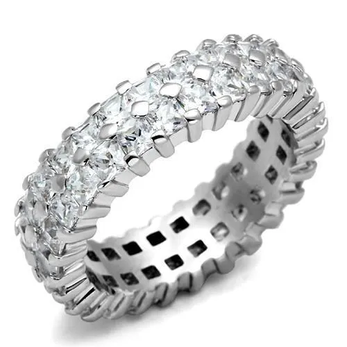 LO2431 - Rhodium Brass Ring with AAA Grade CZ in Clear - Grocery