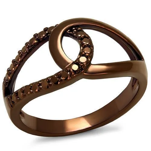 3W1176 - IP Coffee light Brass Ring with AAA Grade CZ in Light Coffee - Grocery