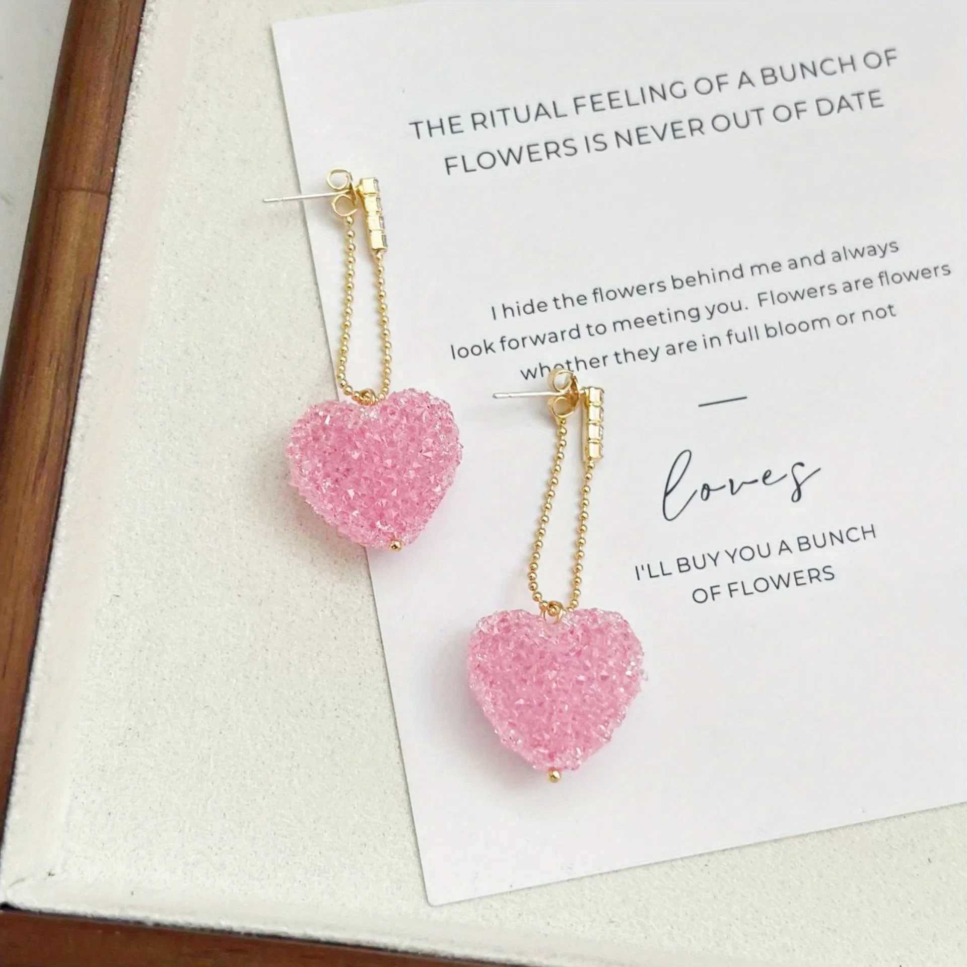 925 Silver Needle Niche Design Pink Love Sweet Temperament Premium Feeling Earrings Pink Candy Love Earrings Cute Sweet Premium Heart Zircon Earrings - Grocery