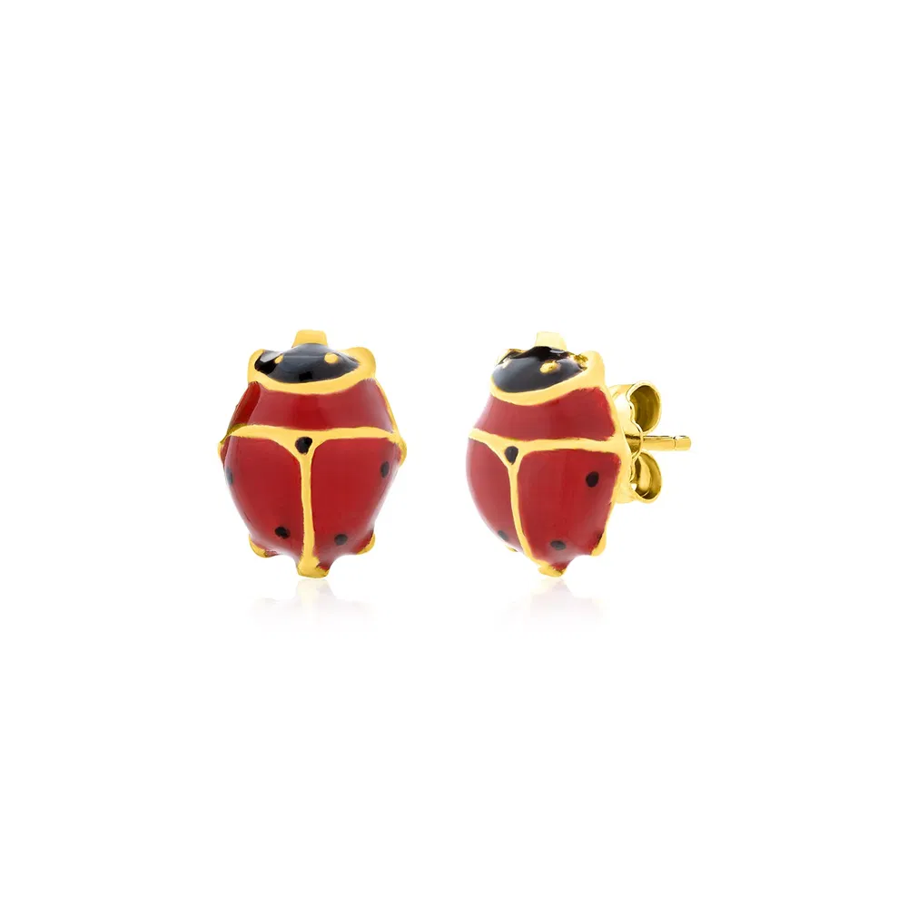 14K Yellow Gold Lady Bug Earrings - Grocery