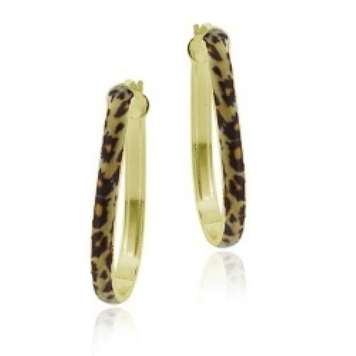 18k Gold Over Sterling silver Enamel Leopard Print Hoop Earrings - Grocery