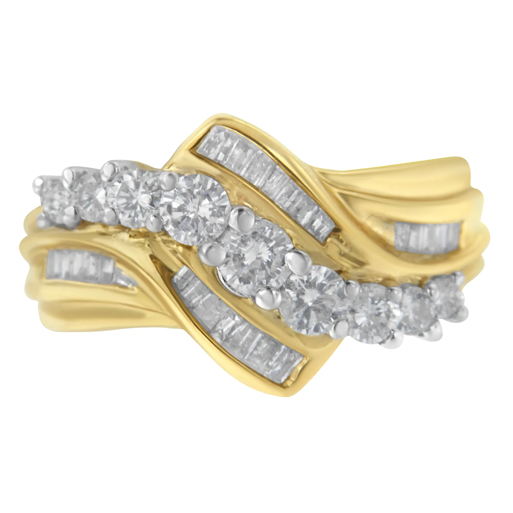 10K Two-Toned Diamond Bypass Ring (1 Cttw, H-I Color, SI2-I1 Clarity) - Grocery